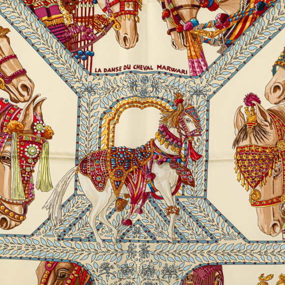 HERMES Authentic White Silk Scarf - Picture 2 of 6